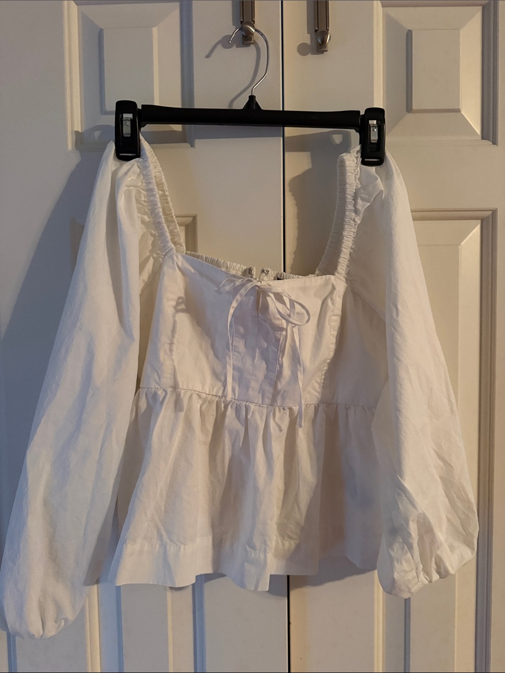 Women’s White Peasant Blouse with Tie Front, Jcrew